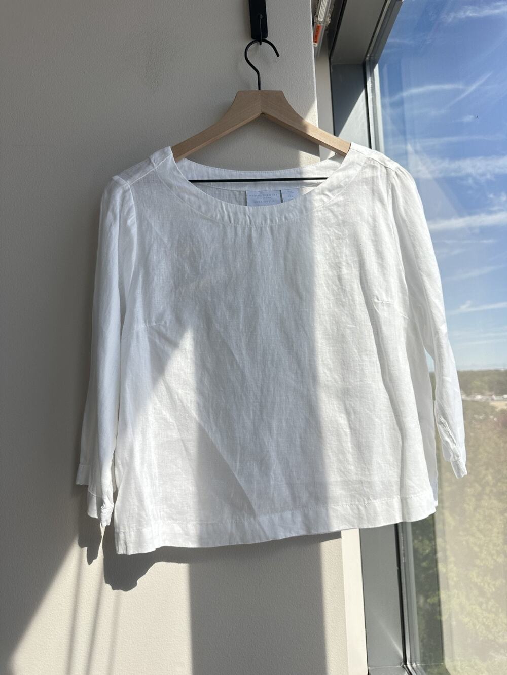 Martha Stewart Collection 100% Linen White Boxy Blouse Sz M